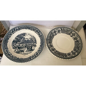 Royal Pilgrim Blue Gray Collection Set Of 2 Small Plates Floral Vintage